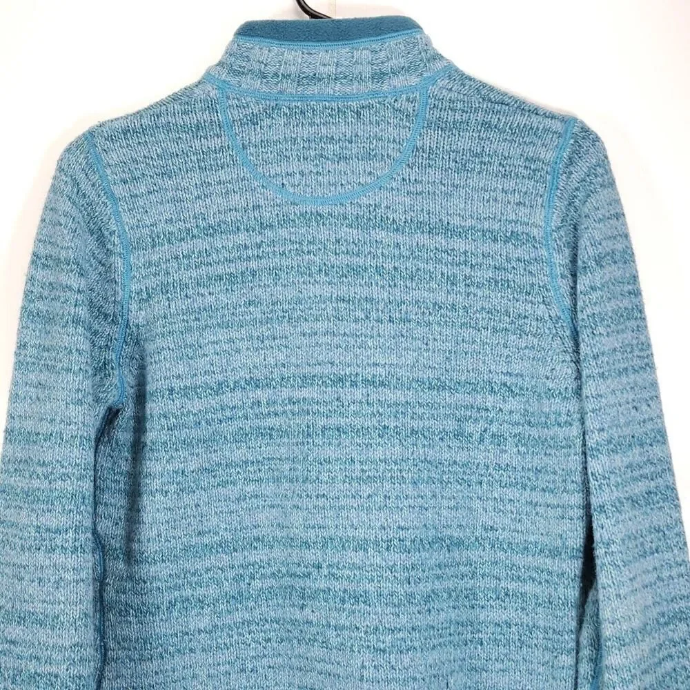 Woolrich Women's Sz M Blue Ramie Cotton Wool Blend Knit 1/4 Zip Sweater Pullover - Picture 7 of 10